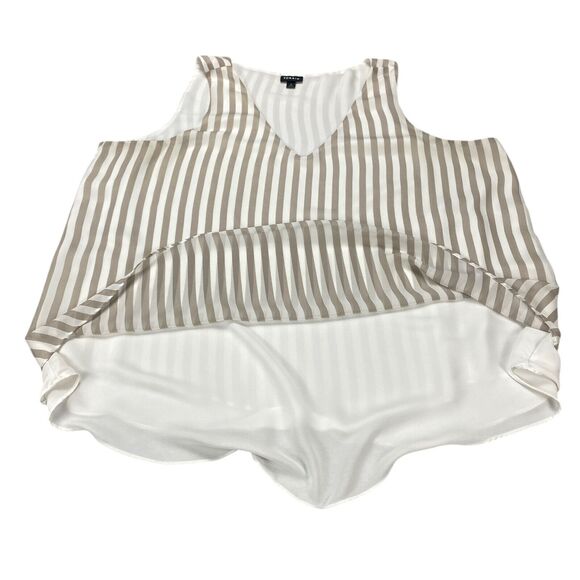 Torrid Womens Size 2 Striped Flowy Tank Top White and Taupe - Picture 8 of 12